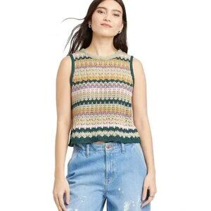Universal Thread colorful striped crochet tank